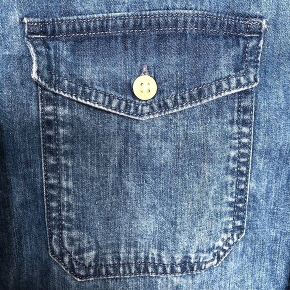 ANGELO LITRICO Mens Blue Denim Shirt Slim Fit Button Down 100% cotton US S 37-38 - Picture 4 of 16